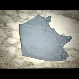 Light blue athletic open back shirt